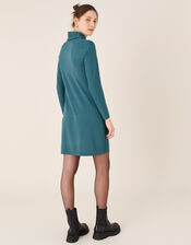 Cali Cowl Neck Knit Dress, Teal (TEAL), large