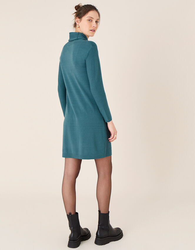 Cali Cowl Neck Knit Dress, Teal (TEAL), large