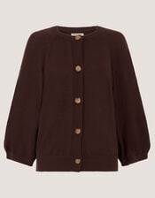 Caryn Cotton Blend Cardigan, Brown (CHOCOLATE), large