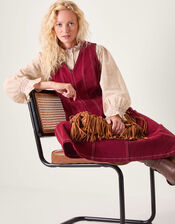 Hope Sleeveless A-Line Denim Midi Dress, Red (CHERRY), large