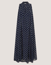 Yaz Sleeveless Polka Dot Midi Dress, Blue (NAVY), large