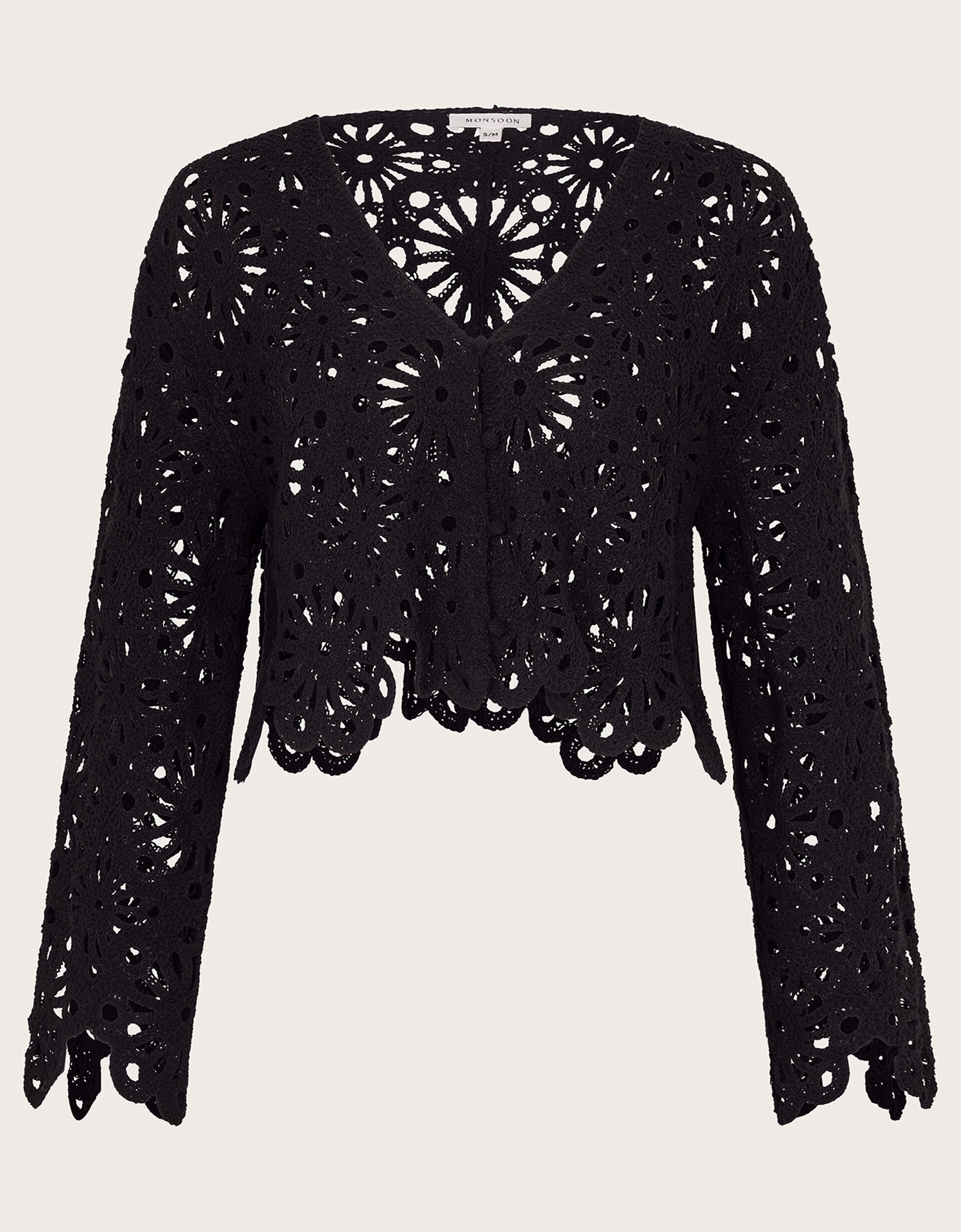 Riri Crochet Cardigan Black