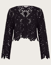 Riri Crochet Cardigan, Black (BLACK), large