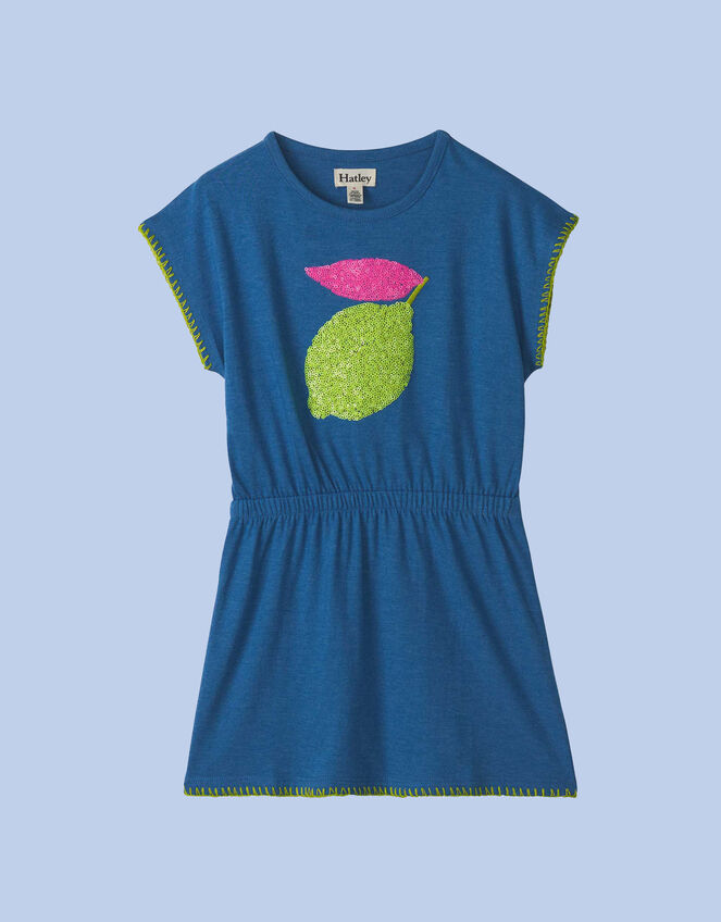 Hatley Sequin Lime T-Shirt Dress, Blue (BLUE), large