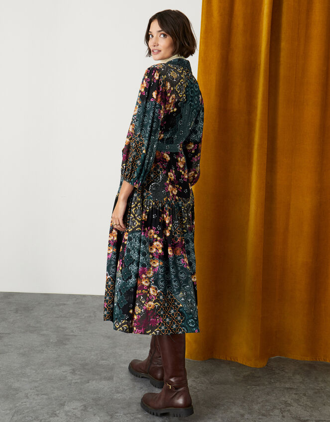 Patchwork Print Shirt Dress, Teal (TEAL), large