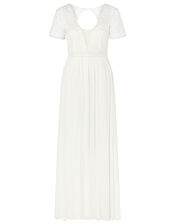 Beth Beaded Floral Plunge Bridal Dress, Ivory (IVORY), large