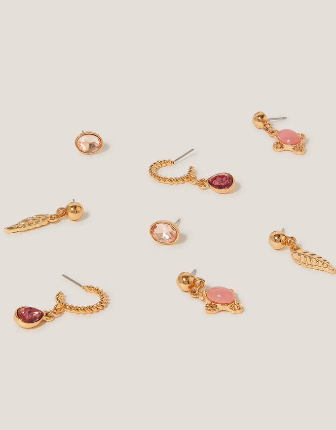 4-Pack Gem Stud Drop & Hoop Earrings, , large