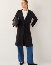 Beta Belted Longline Coatigan, Black (BLACK), large