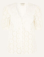 Mia Wide Collar Broderie Blouse, Ivory (IVORY), large