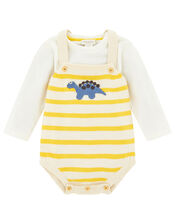 Newborn Baby Dinosaur Knitted Romper Set, Yellow (MUSTARD), large