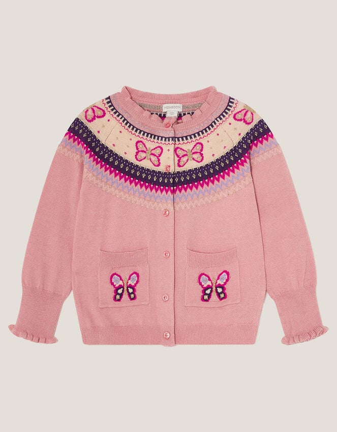 Butterfly Fair Isle Cardigan , Pink (PINK), large
