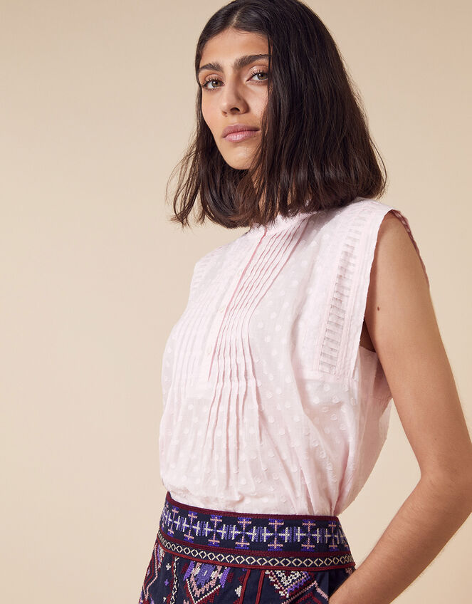 Dot Tank Top in Organic Cotton, Pink (BLUSH), large