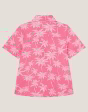 Palm Print Short Sleeve Shirt, Pink (PINK), large