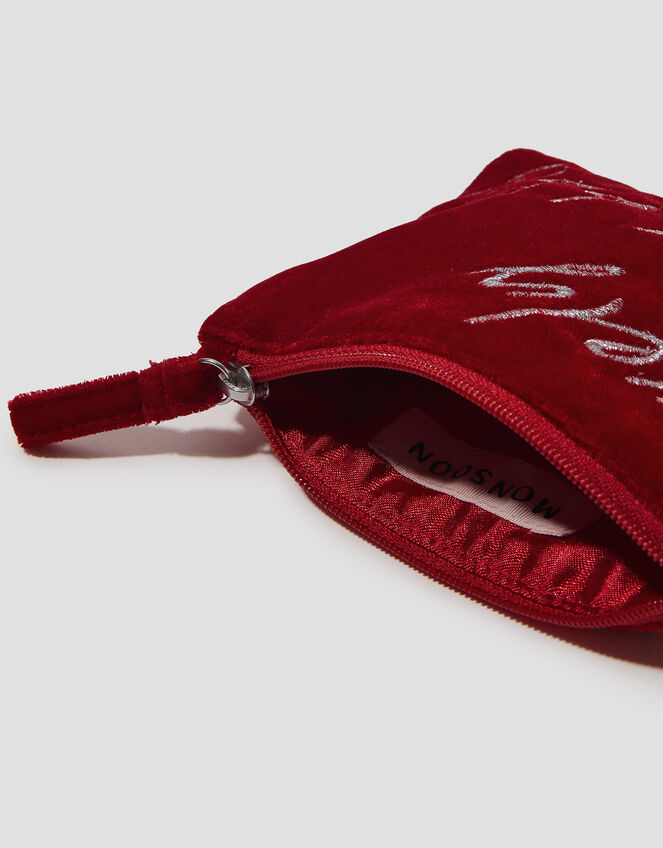 Lovely Jubbly Embroidered Velvet Pouch, , large