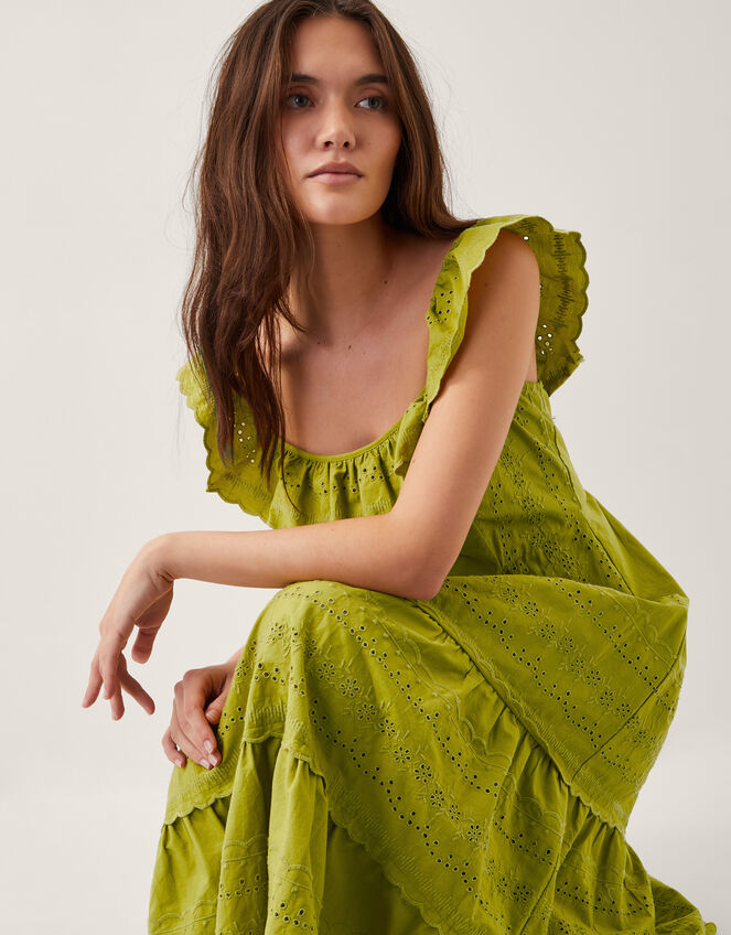 Lucy Broderie Dress, Green (GREEN), large