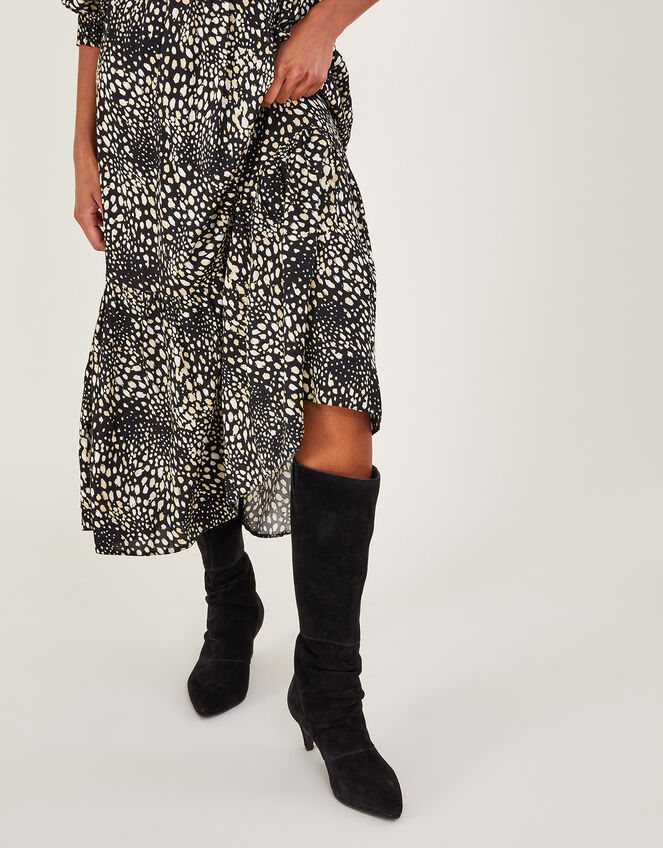 Long Slouch Suede Boots, Black (BLACK), large