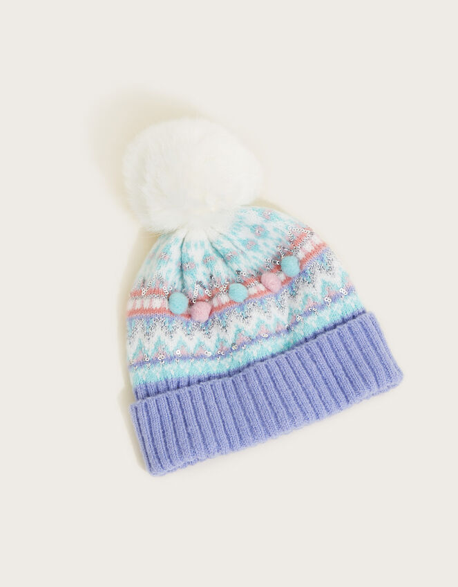 Fair Isle Pom-Pom Hat, Multi (MULTI), large