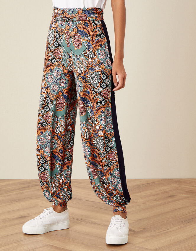 Tie Print Hareem Trousers, Blue (BLUE), large