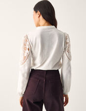 Layla Lace Jersey Top, Ivory (IVORY), large