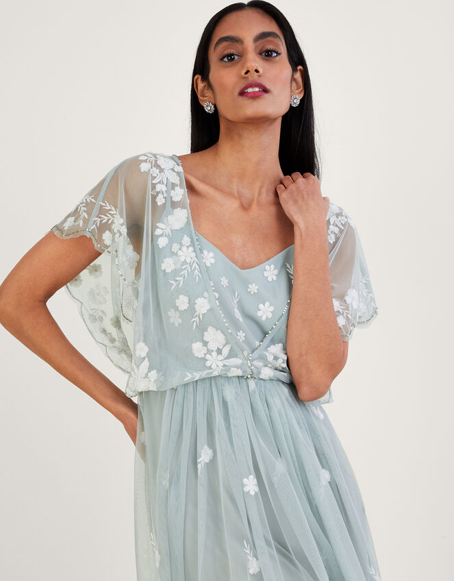 Sophie Embroidered Shorter Length Maxi Dress, Green (SAGE), large