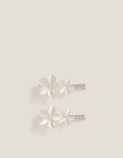 2-Pack Metal Flower Hair Clips, White (WHITE), large