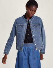 Cassey Collarless Denim Jacket, Blue (DENIM BLUE), large