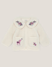 Baby Embroidered Faux Shearling Fleece Jacket, Cream (CREAM), large