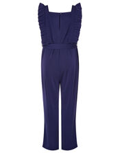 Sequin Frill Jumpsuit, Blue (NAVY), large