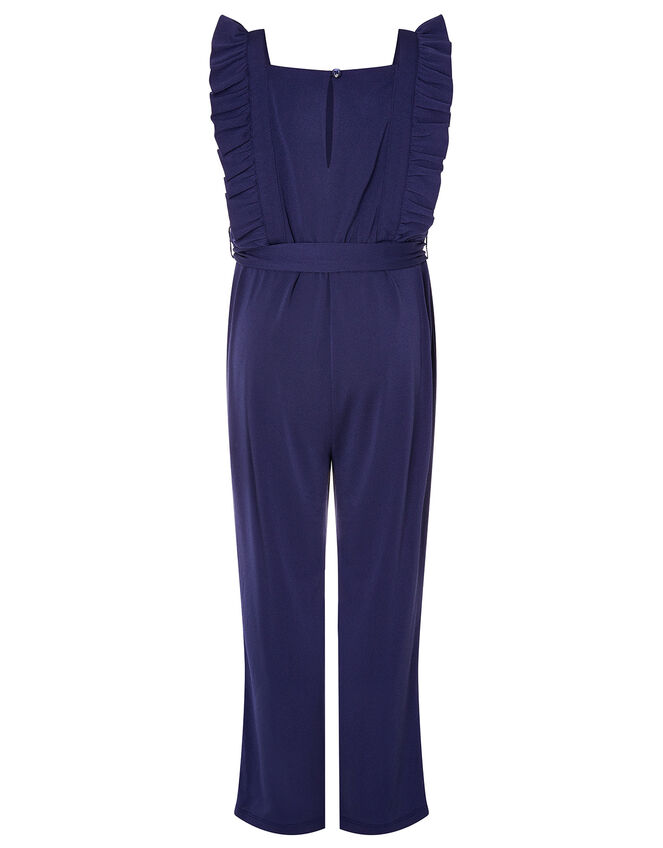 Sequin Frill Jumpsuit, Blue (NAVY), large
