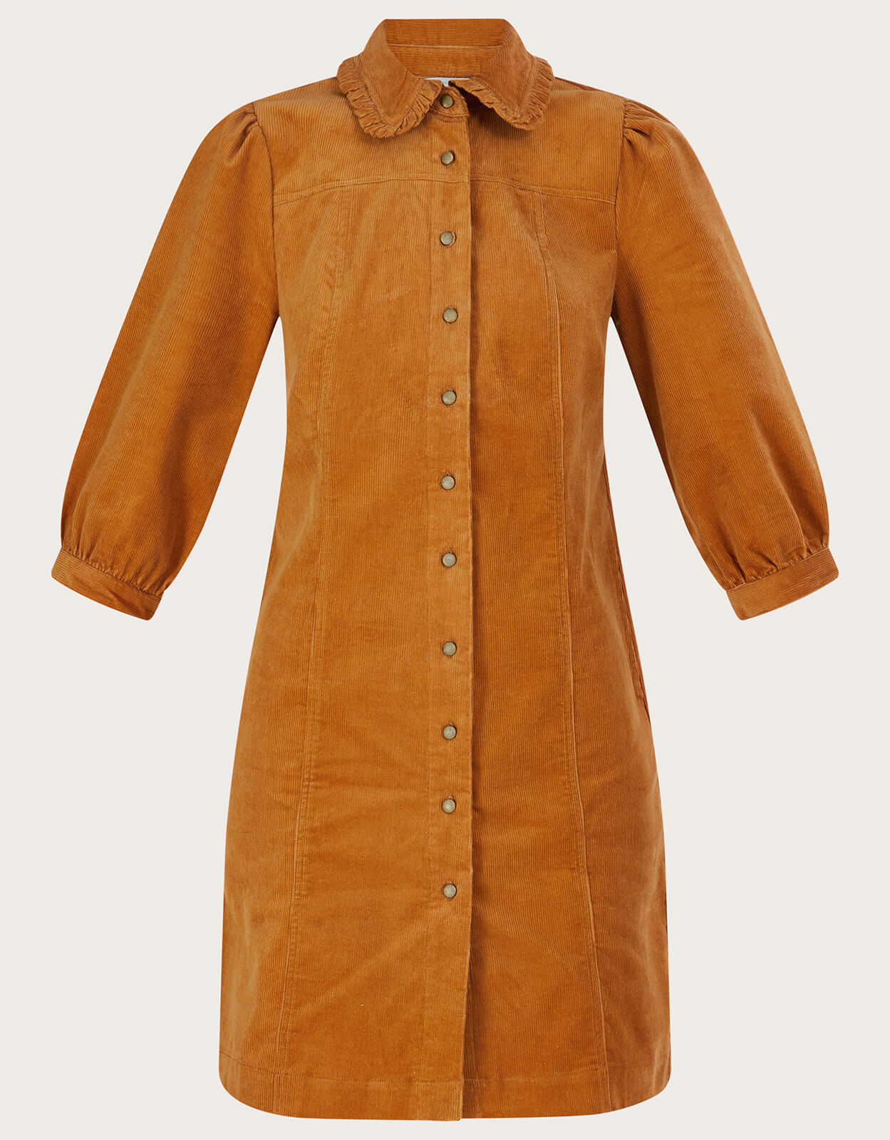 Eliza Plain Cord Dress Tan