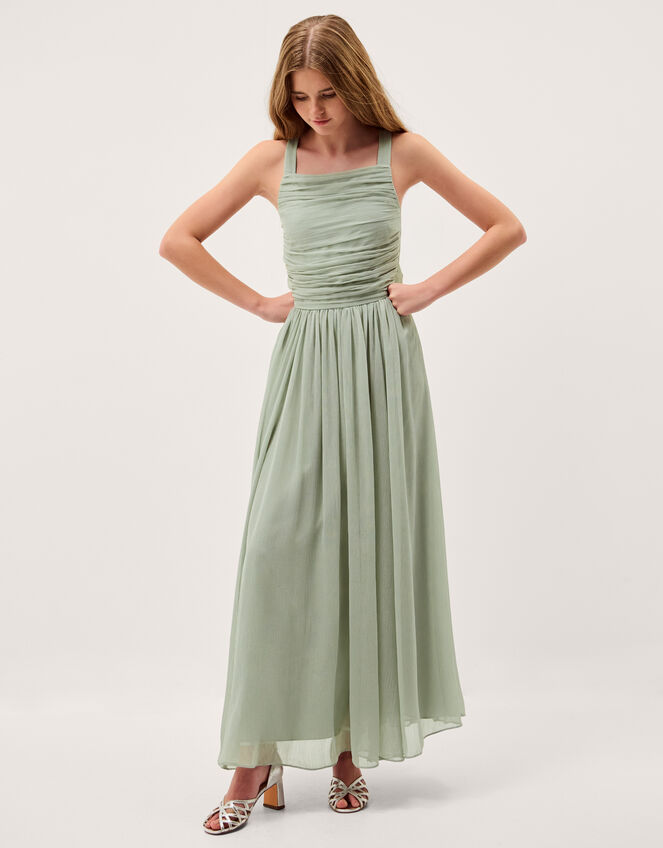 Ellay Cross Back Chiffon Prom Dress, Green (SAGE), large