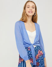 Libby Tie Shrug in Linen Blend, Blue (BLUE), large