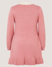 Long Sleeve Cable Knitted Dress, Pink (PINK), large
