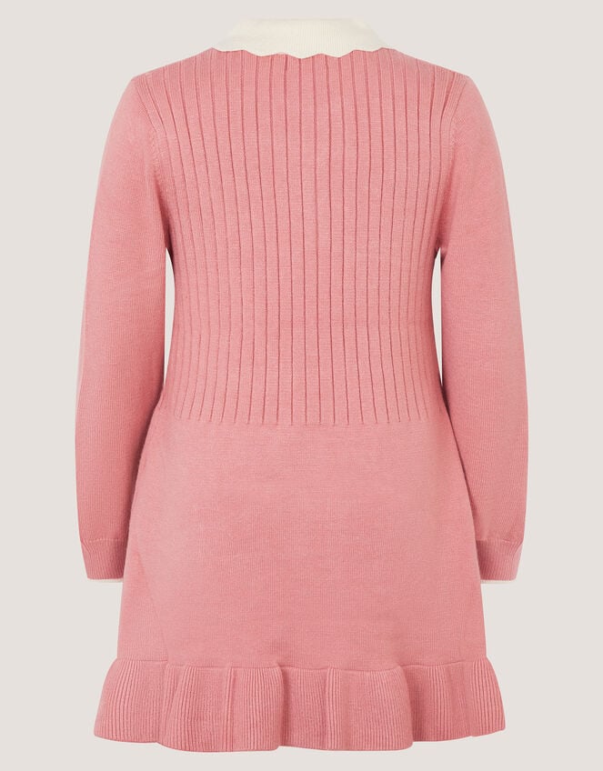 Long Sleeve Cable Knitted Dress, Pink (PINK), large