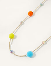 Fun Pom Pom Beaded Necklace, , large