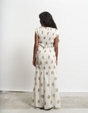 Par & Escala Bee Smocked Sun Print Maxi Dress, White (WHITE), large