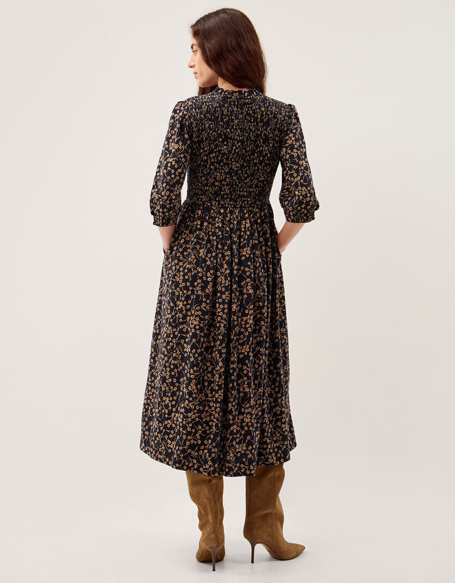 Aurelie Floral Jersey Midi Dress Black