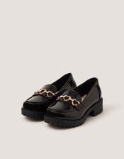Heart Patent Loafer School Shoes, Black (BLACK), large