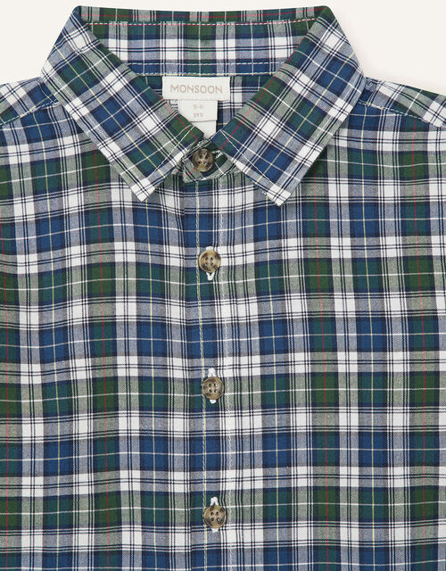 Check Shirt in Pure Cotton, Green (GREEN), large