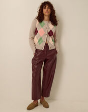 Alba Argyle Cardigan, Mink (MINK), large