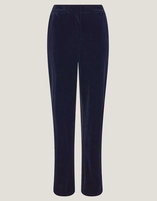 Mila Straight Velvet Trousers, Blue (MIDNIGHT), large