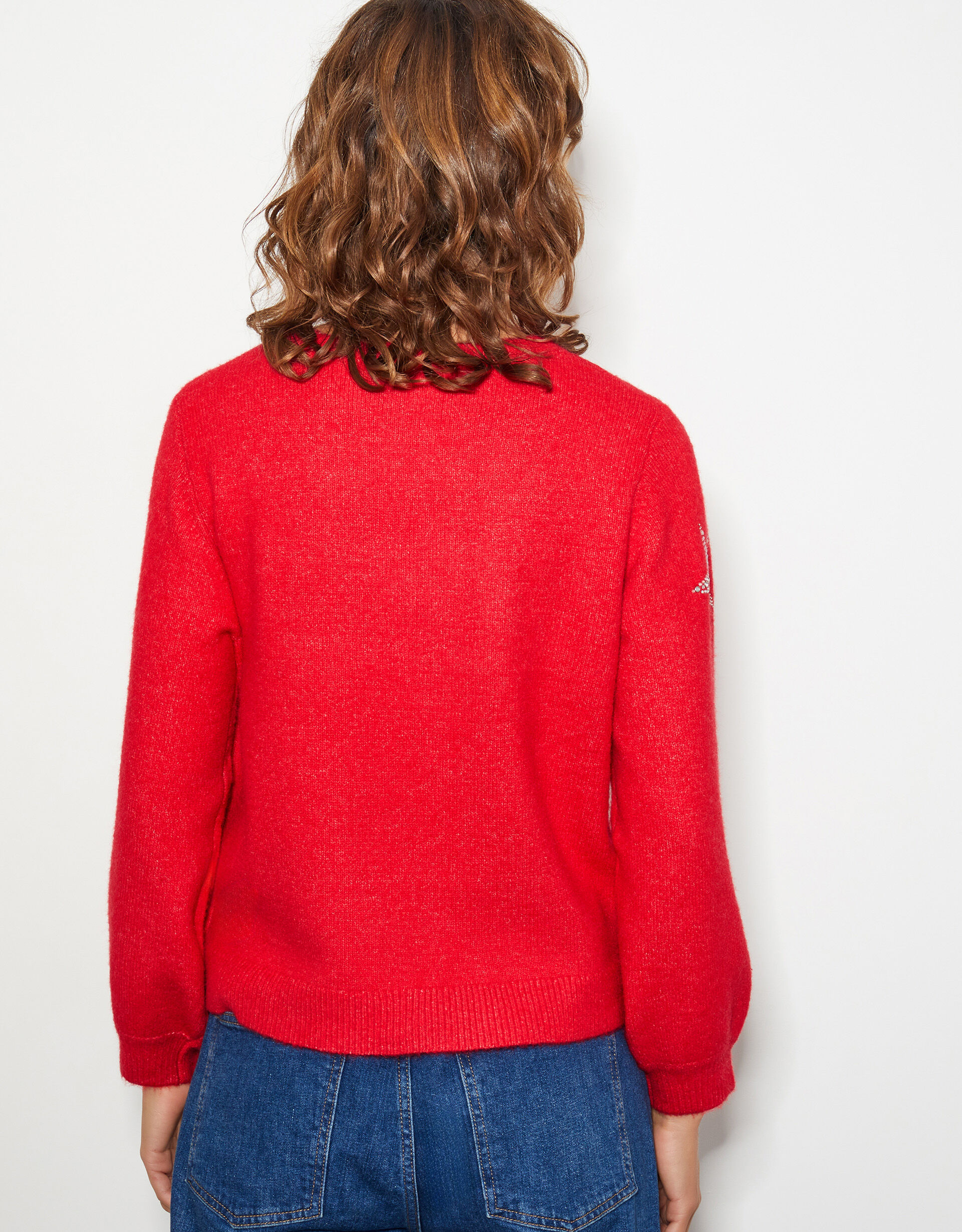 Sabrina Embellished Star Jumper Red Knitwear Monsoon UK