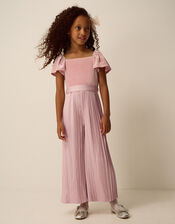 Quinn Velvet Pleated Jumpsuit, Pink (PINK), large