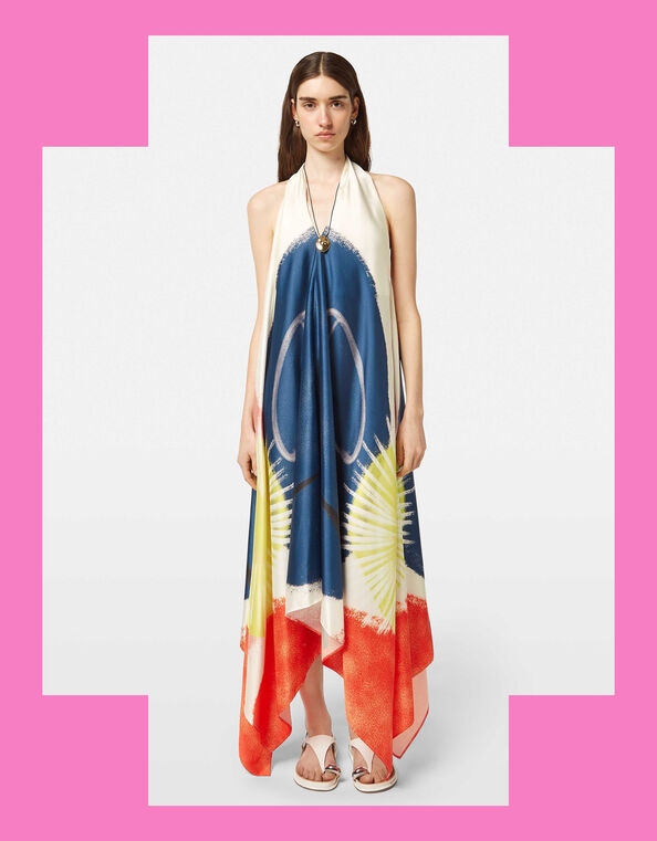 Scotch & Soda Foulard Abstract Halter Midi Dress, Multi (MULTI), large
