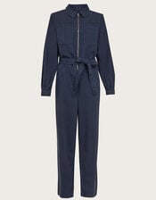 Ally Zip-Up Jumpsuit, Blue (DENIM BLUE), large