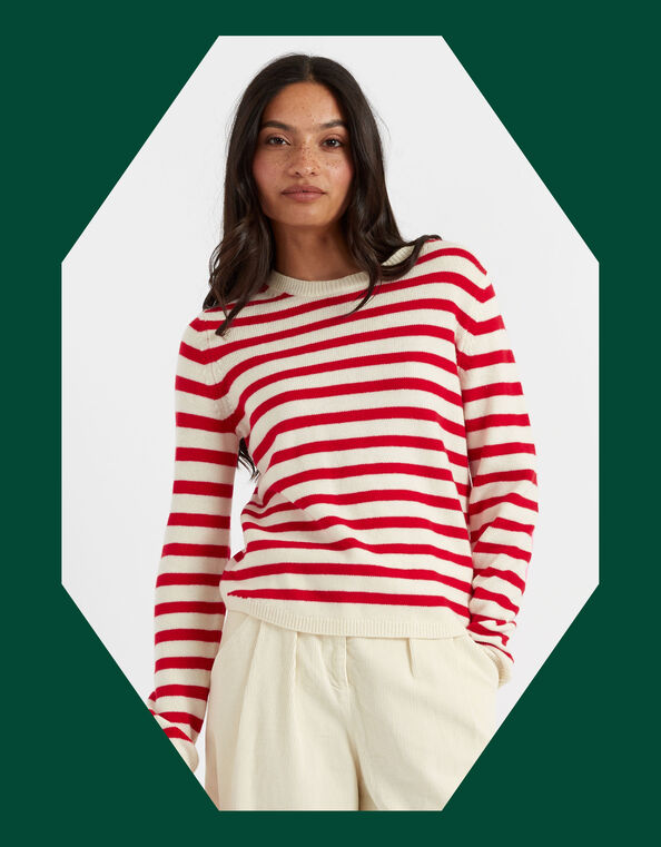Chinti & Parker Wool Elbow Patch Jumper, Red (RED), large