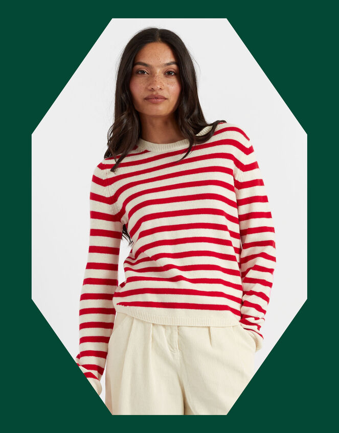 Chinti & Parker Wool Elbow Patch Jumper, Red (RED), large
