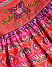 Baby Embroidered Floral Print Dress, Orange (ORANGE), large