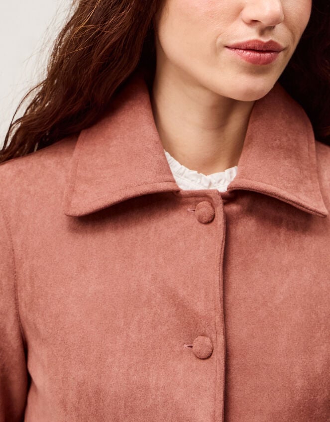 Sierra Scallop Faux Suede Jacket, Pink (ROSE), large