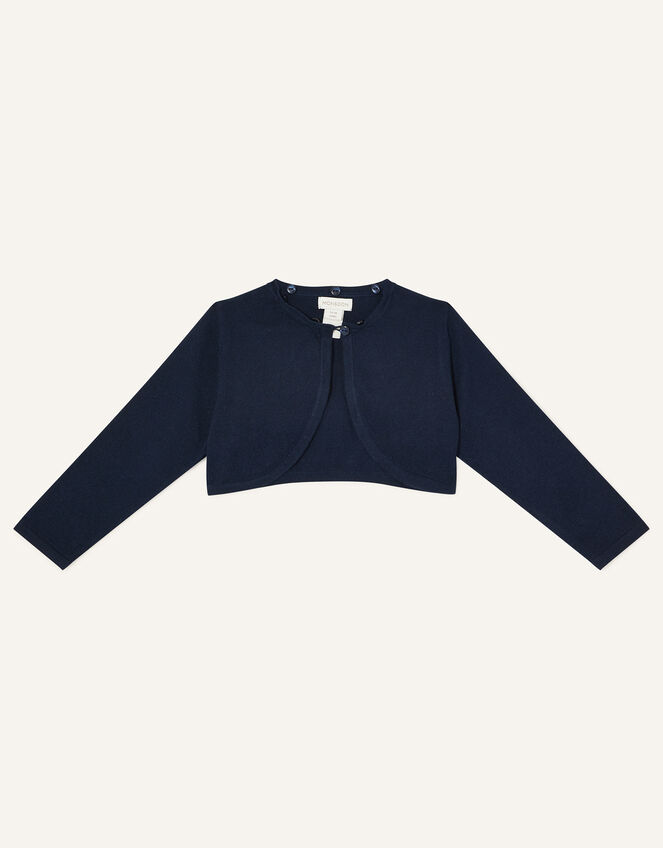 Baby Super-Soft Faux Fur Collar Cardigan, Blue (NAVY), large